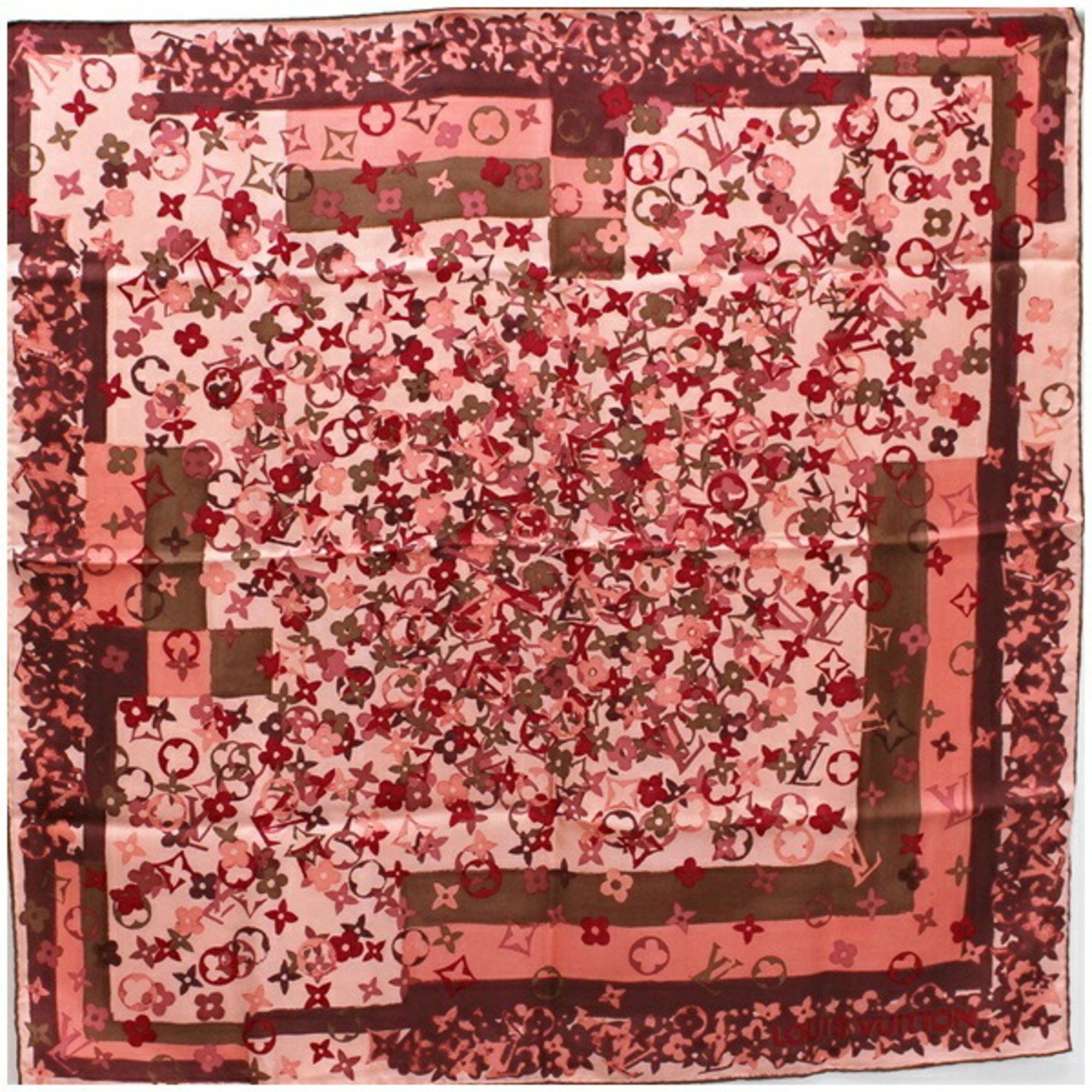 Louis Vuitton Scarf Muffler Pink Monogram Pattern Ladies